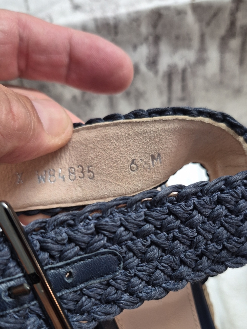 Stuart Weitzman Alexis Nice Blue Crochet Wedge Espadrille Women's Sz 6.5 $455 - Picture 8 of 13